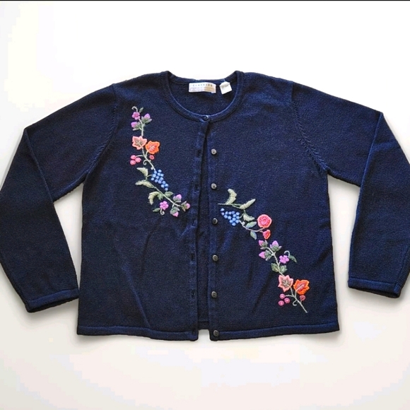 Vintage Marisa Christina Embroidered Cardigan | Size M | Ramie Cotton Blend - Picture 3 of 9